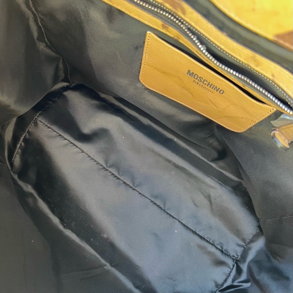 Moschino Leather Recycle Drawstring Bag Tote With Shoulder Strap - Picture 11 of 14